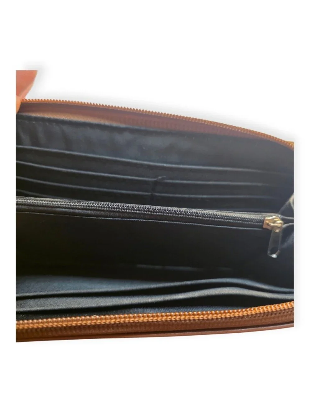 Nautica Brown Faux Leather RFID Zip Around Wallet Card Holder